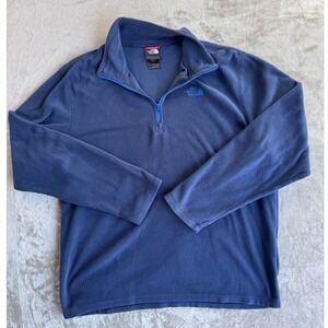 The North Face TKA 100 Glacier Quarter Zip Fleece Pullover Mens Large Navy Blue